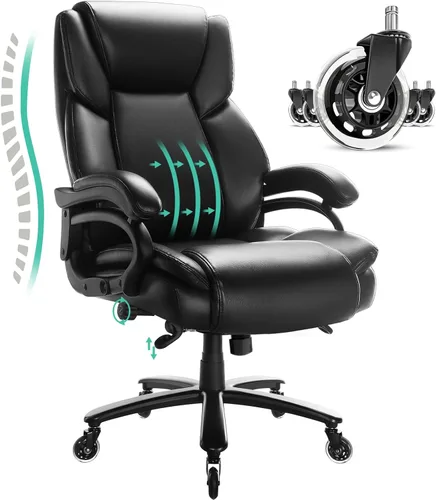 Vista 8 de OFIKA Silla de oficina grande y resistente de 700 libras con brazos abatibles 5D, silla de oficina grande y alta, silla de escritorio ejecutiva