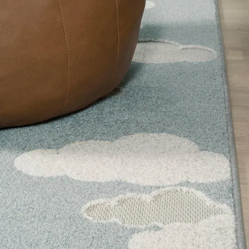 Vista 7 de JONATHAN Y Hedwig High-Low Cloud Blue 3x5 Alfombra para interiores/exteriores, estilo escandinavo juvenil, para niños, moderno, estilo casa