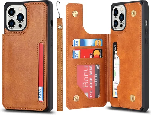Vista 21 de Cavor Funda para iPhone 14 Pro con tarjetero, funda tipo cartera para iPhone 14 Pro para mujeres y hombres, funda de teléfono para iPhone 14 Pro