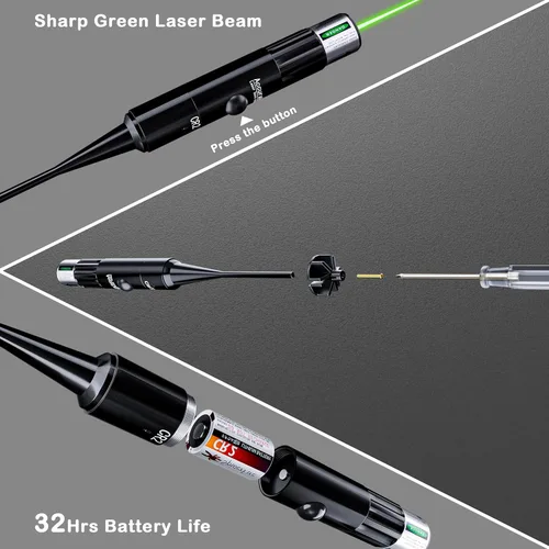 Vista 5 de MCREHOTZ Professional Laser Bore Sighting Kit： Green or Red Bore Sight with 50 Adapters - Multiple Caliber Bore Sighter Perfectly Choice for All Gun