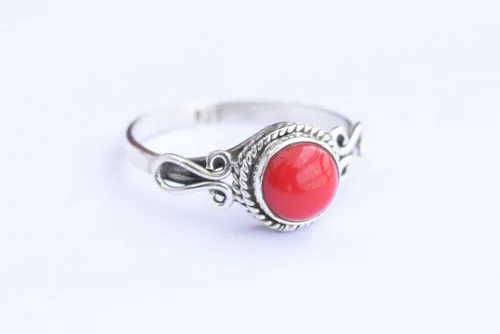 Vista 13 de Gemstone Ring, Handmade 925 Sterling Silver Rings for Women Girls, Natural Gemstone Ring US size 5 Solitaire Ring, Round Stone Ring, Minimalist