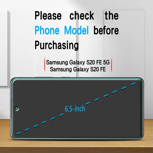 Vista 2 de Slanku Paquete de 3 protectores de pantalla para Samsung Galaxy S20 FE, vidrio templado S20 FE 5G, compatible con lector de huellas dactilares, sin