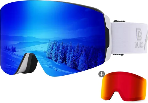 DUCO Gafas de esquí con lente magnética para snowboard, protección UV400 antivaho sobre gafas OTG gafas de deportes de nieve DCS002
