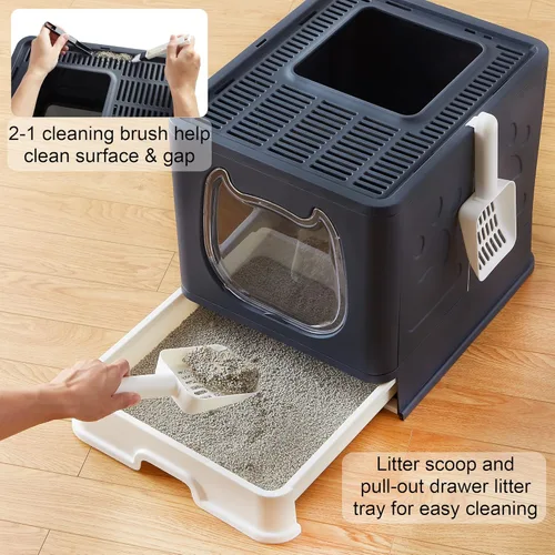 Vista 6 de Caja de arena plegable para gatitos de reemplazo de puerta de plástico (puerta de caja de arena Kitty)