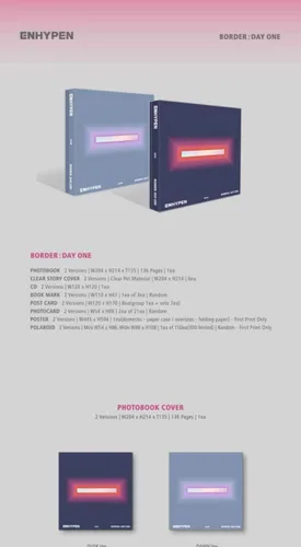 Enhypen Front: primer primer álbum versión aleatoria CD+136p PhotoBook+Clear Story Cover+1p Bookmark+2p PhotoCard+1p Postal+Seguimiento sellado
