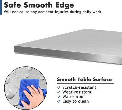 Vista 4 de PETSITE Mesa de trabajo de acero inoxidable de 48 x 30 pulgadas, estación de preparación de cocina comercial resistente con estante inferior