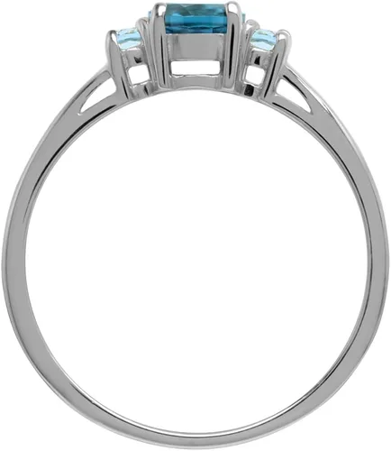 Vista 3 de Silvershake Anillo de plata de ley 925 chapada en oro blanco o amarillo con piedra natal de piedra natal de forma redonda de diseño pequeño