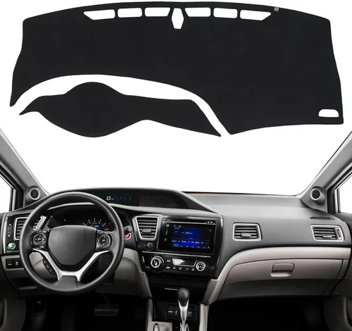 Vista 27 de KEYOOG Cubierta de tablero para Ho-nda Civic 2011-2006 (para conducción a la izquierda), alfombrilla antirreflejos, protector solar antideslizante