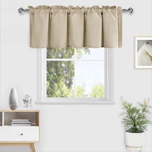 Vista 51 de DWCN Cortinas de Cenefa para Sala de Estar, Cocina, Baño/Sótano - Aqua Sólido, 1 Panel, 42 x 12 Pulgadas, Oscurecimiento de Habitación