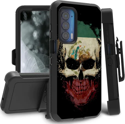 Vista 28 de Funda para Motorola Edge 2021 / Moto Edge 5G UW, protección resistente de 3 capas híbridas a prueba de golpes con funda de clip para cinturón
