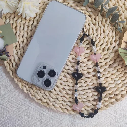 Vista 5 de 4 dijes para teléfono con cuentas para teléfono, correa estética Y2K para teléfono celular, llavero lindo oso de mariposa y corazón, dije genial