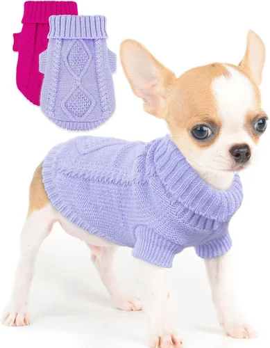 Vista 9 de 2 Piezas Suéter para Perros Pequeños Suéteres de Punto Cálidos de Invierno para Perros Ropa Linda para Cachorros para Chihuahua Teacup Yorkie