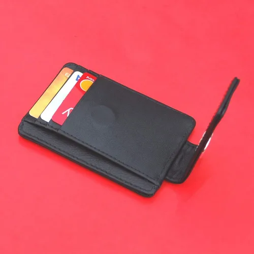 Vista 4 de 1954 Austria 2 Groschen Coin Full-Grain Black Leather Magnetic Money Clip Wallet & Card Holder RFID Blocking - Imperial Eagle