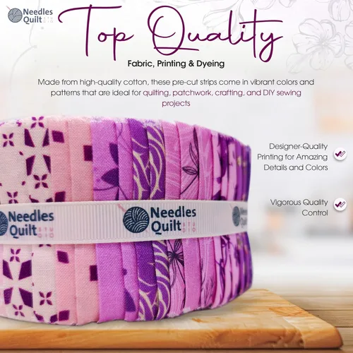 Vista 6 de Jelly Roll - 40 tiras de 2.5 x 44 pulgadas Paquetes de tiras de algodón – Tela acolchada perfecta para coser, proyectos de edredón precortados