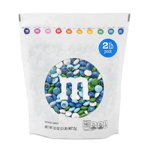 M&M'S Caramelos de chocolate con leche para el Día del Padre, 2 libras de caramelos a granel en paquete resellable, M&M'S impreso con iconos