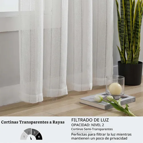 Vista 7 de Home Brilliant Cortinas a rayas transparentes de gasa para ventana pequeña para dormitorio, juego de 2, 54 x 45 pulgadas, gris claro