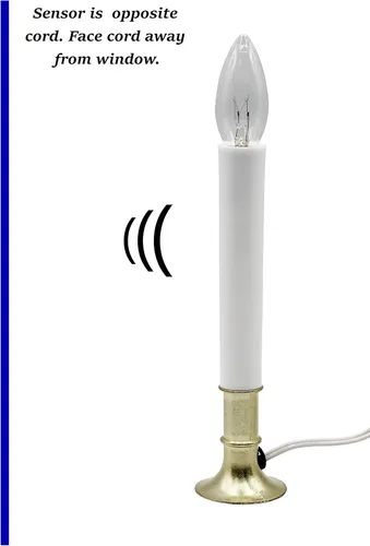 Vista 5 de Creative Hobbies Lámpara de vela eléctrica para ventana con base chapada en peltre, sensor del atardecer al amanecer enciende la vela