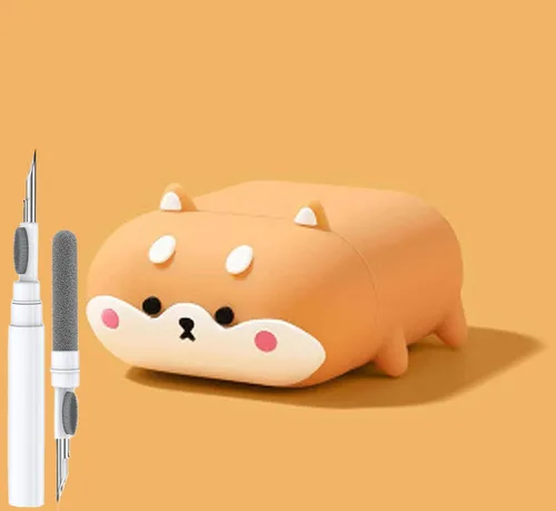 Linda funda para perro para Airpod Pro/Pro 2 Gen 2023/2022/2019, divertida funda Kawaii de dibujos animados 3D con kit de limpieza y llavero para