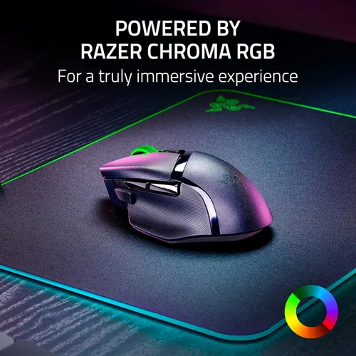 Vista 7 de Razer Basilisk V3 X HyperSpeed Gaming Mouse - Óptico - Inalámbrico - Bluetooth/Radio Frecuencia - 2.40 GHz - Negro - USB - 18000 dpi - 7 Botones - 7