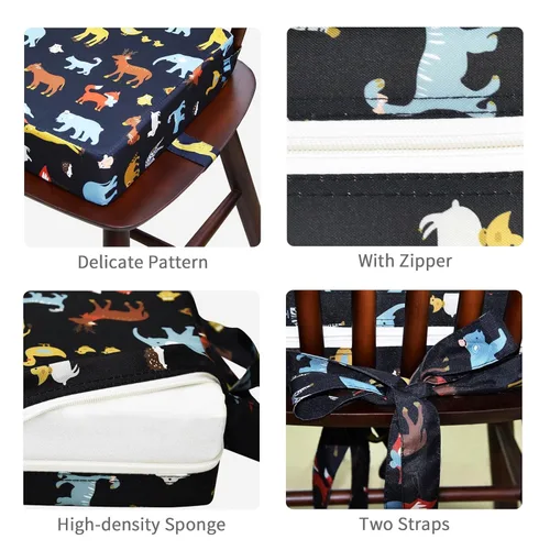 Vista 17 de Asiento elevado para mesa de comedor, soporte más fuerte, doble correas seguras, asiento elevador para silla de cocina, parte inferior