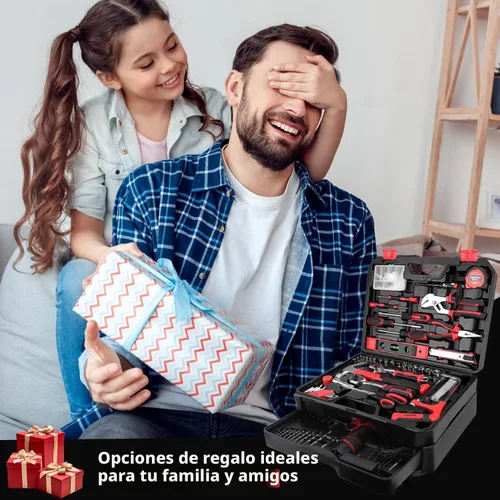 Vista 9 de KingTool Juego de herramientas de 276 piezas – Kit de herramientas con taladro eléctrico inalámbrico de 12 V, caja de herramientas con cajón, juego