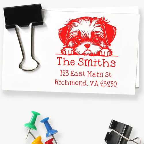 Vista 100 de Sello de alta calidad para cachorros Airedale Terrier – Sello de dirección personalizado – Ideal para los amantes de los perros – Elección de 5