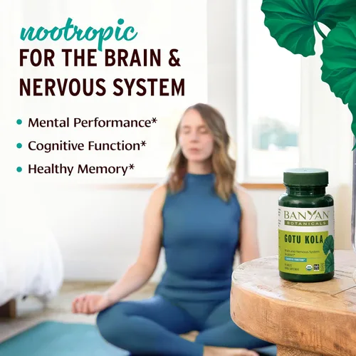 Vista 2 de Banyan Botanicals Brahmi/Gotu Kola Tablets - USDA Organic - 90 tabletas - Centella asiática - Apoya la concentración, el estado de alerta y un