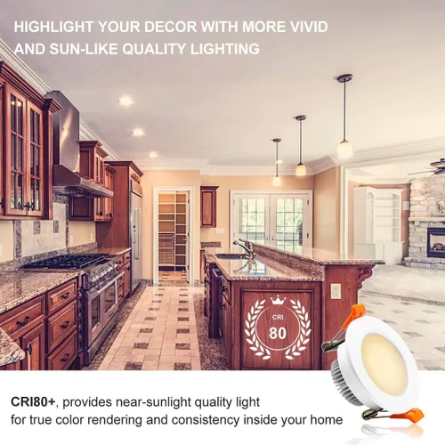 Vista 3 de YGS-Tech Iluminación LED empotrable de 2 pulgadas, luz Downlight regulable de 3 W (equivalente a halógeno de 35 W), CRI80, luz de techo blanca ultra