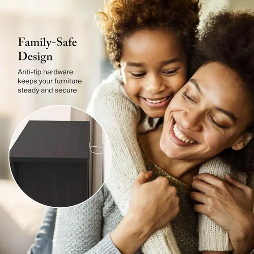 Vista 7 de Bush Home Salinas 5 Shelf Bookcase in Vintage Black, Tall Bookshelf, Large Book Shelf for Living Room, Home Office, or Entryway