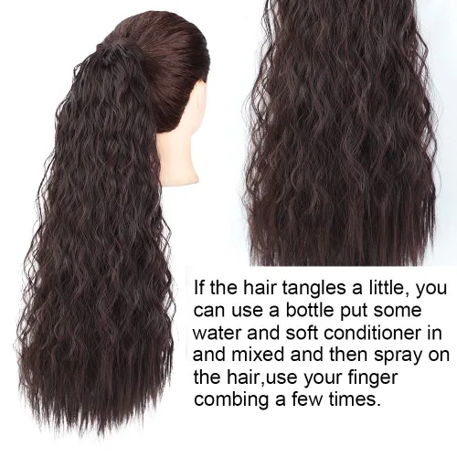 Vista 7 de Stamped Glorious Extensión de cola de caballo larga con ondas de maíz, pasta mágica, resistente al calor, ondulada, sintética, envolvente