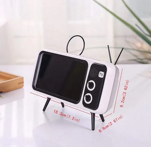 Vista 3 de UnnFiko Altavoces Bluetooth inalámbricos estilo retro TV, soporte de escritorio de dibujos animados, universal para Samsung iPhone X 11, 12, 13, 14