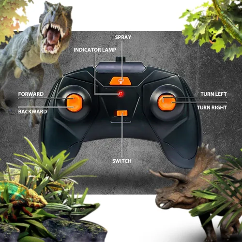 Vista 8 de Coche de control remoto de dinosaurio, juguetes de camión monstruo mega RC de 2.4GHz para niños pequeños, juguetes de dinosaurio con luz, sonido