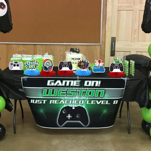 Vista 5 de 6 piezas de centros de mesa de panal de abeja de videojuegos Game On Controllers GamePad adornos de mesa centros de mesa decoración para baby shower