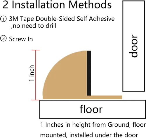 Vista 4 de Paquete de 2 topes de puerta autoadhesivos, sin taladros, protectores de pared con puntas de parachoques de goma negra, topes de puerta