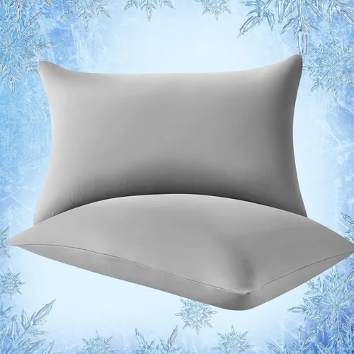 Vista 23 de Elegear Juego de 2 fundas de almohada refrescantes para personas que Beige