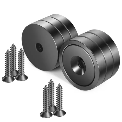 Vista 30 de Neosmuk Imanes, imán redondo súper fuerte con agujero en el centro para montaje en pared, imán de neodimio resistente con tornillo para pared