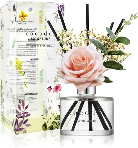 Vista 51 de COCODOR - Difusor con flores reales preservadas, aceite de perfume de rosa y varillas de junco, de 6,7 onzas (200 ml), decoración para el hogar