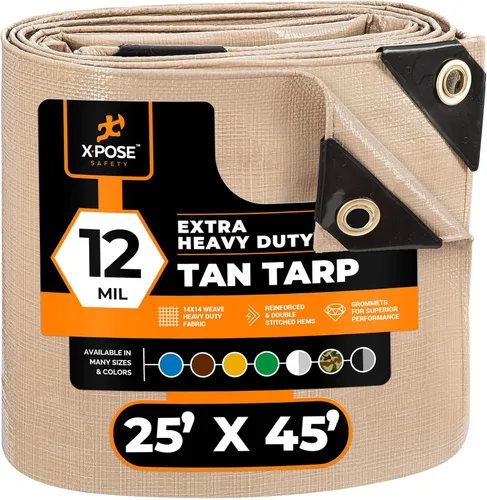 Vista 104 de Xpose Safety Lona protectora de polietileno plateado resistente de 5 x 7 pies - Funda protectora multiusos - Duradera, resistente al agua