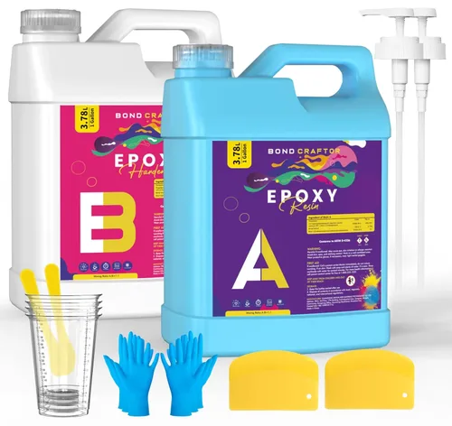 Kit de resina epoxi de 2 galones, resina de cristal transparente epoxica segura para alimentos, resina de fundición de curado rápido para