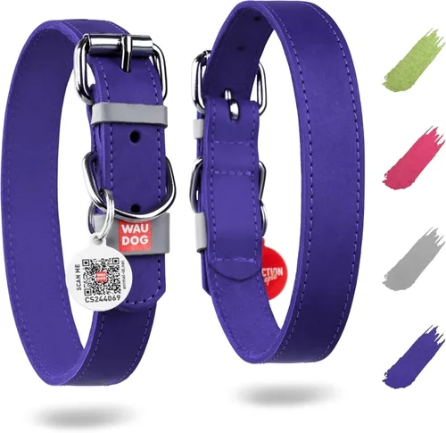 Vista 19 de WAUDOG Collar de cuero de larga duración para perros grandes, medianos y pequeños – Collares clásicos ajustables para cachorros de raza grande