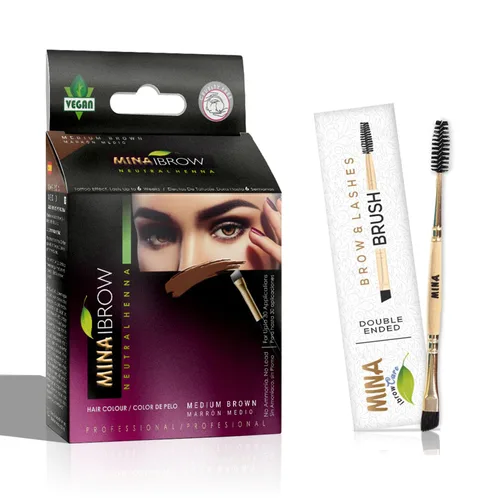 Vista 13 de Kit de tinte para cabello instantáneo MinaiBrow marrón claro 100% cobertura de canas hasta 30 aplicaciones, polvo de tinte natural con agua