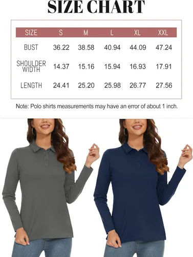 Vista 7 de TACVASEN Polo de manga larga para mujer, con protección solar UV, SPF para exteriores, manga larga, 3 botones, secado rápido, para golf