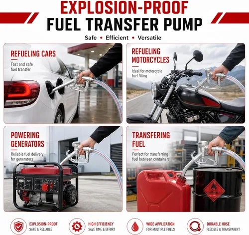 Vista 7 de TOPWAY Bomba de combustible de gasolina de 12 V CC, bomba de transferencia de aceite autocebante de 3.7 GPM con mango, bombeo reversible, protección