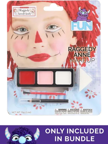 Vista 3 de Disfraz de muñeca de trapo para niña, vestido Raggedy con calcetines a rayas rojas y blancas para disfrazarse o Halloween