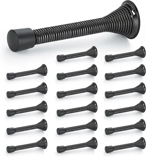 Vista 39 de Ravinte Topes de puerta, paquete de 6 topes de puerta de resorte negros con parachoques de goma, topes de puerta para parte inferior de la puerta