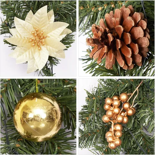 Vista 3 de Adeeing Guirnalda de Navidad de 6 pies con luces, guirnalda de Navidad preiluminada con 20 luces LED, piñas, bayas de pascua, guirnalda