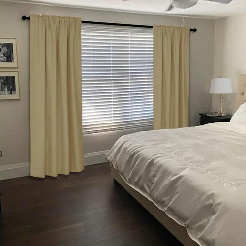 Vista 33 de Frelement Cortinas opacas de lino natural, paneles de cortinas con bolsillo para barra y pestaña trasera, para sala de estar, cortinas