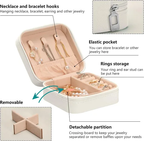 Vista 4 de LIOONS Digital Art Rose Pattern Leather Small Jewelry Box Travel Portable Jewelry Case for Ring Pendant Earring Necklace Bracelet Organizer Storage