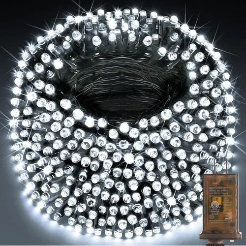 KNONEW 403FT 1000 LED Christmas Lights Outdoor String Lights 8 Modes & Timer Fairy Light Plug in Waterproof LED String Lights for Xmas Yard Tree