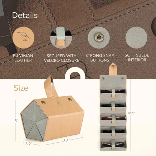 Vista 3 de BOSHKU Sunglasses Organizer Case Men Women EyeGlass Holder Storage Travel Case